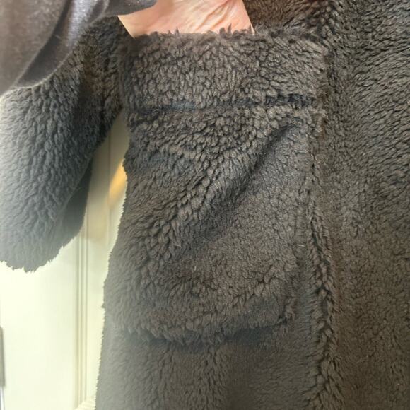 UGG Alesandra Faux Fur Wrap Coat Black Pockets Tie Waist Long Trench L / XL NWT - Picture 5 of 10